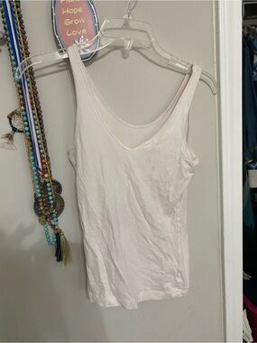 Women's Soft V-Neck Tank Top - Very Light Pink/ White- S - Cotton